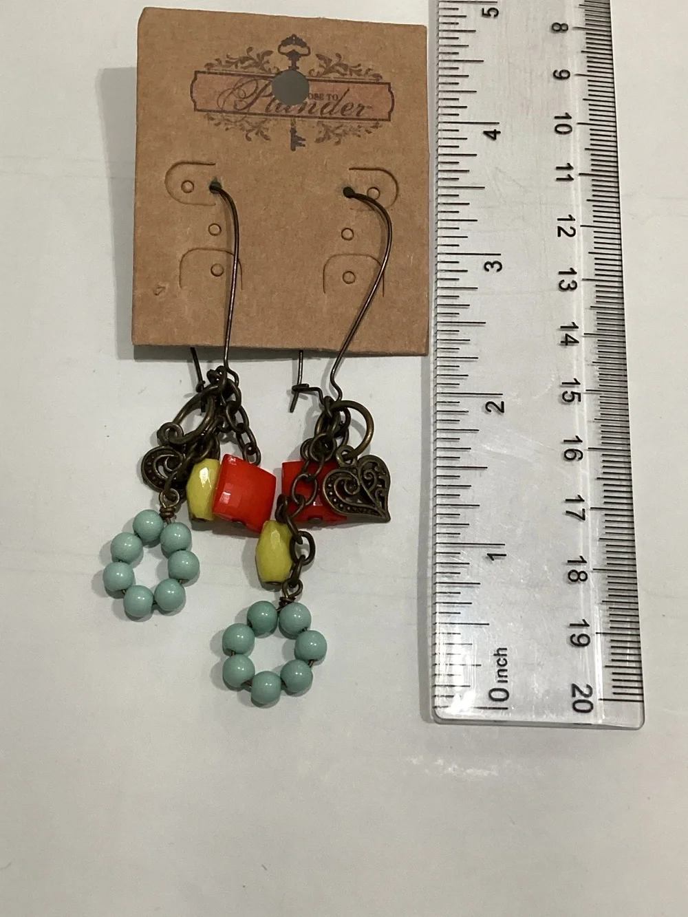 Plunder Mint, Yellow & Red Bead Dangle Earrings